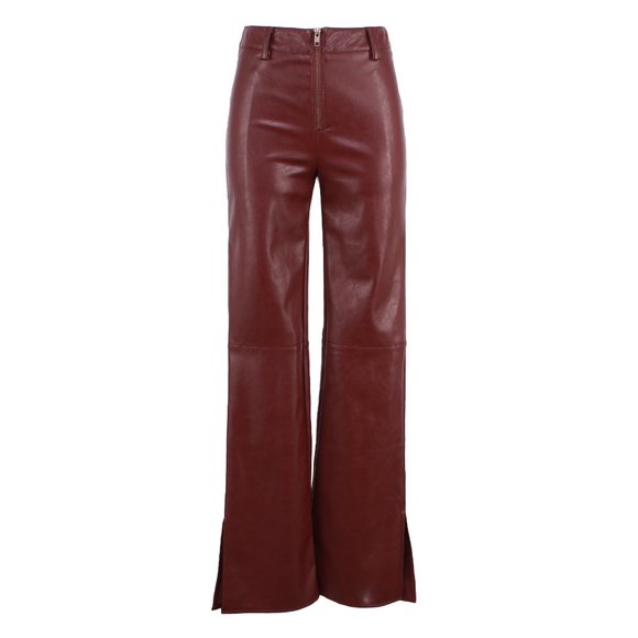 I.AM.GIA BNWT Romy Brown Burgundy Plum Leather Pant M 6 8 - Picture 1 of 8